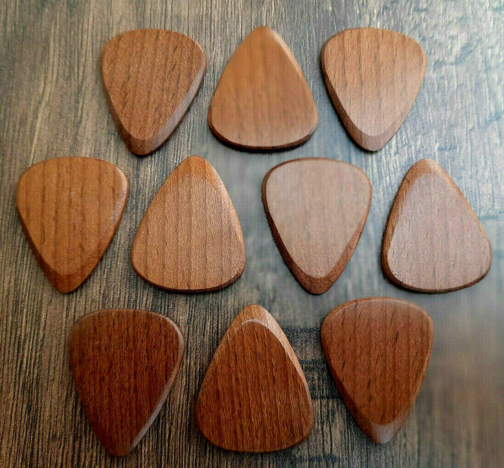 50-Piece Rare Handmade Wooden Guitar Picks Set – Unique Christmas Gift for Musicians