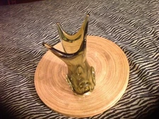 VINTAGE MID CENTURY MODERN ART GLASS VASE GREEN-Very Nice Condition!