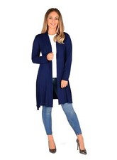 LADIES WOMENS KNEE LENGTH MID CARDIGAN JERSEY LONG SLEEVE OPEN CARDIGANS UK 8-22