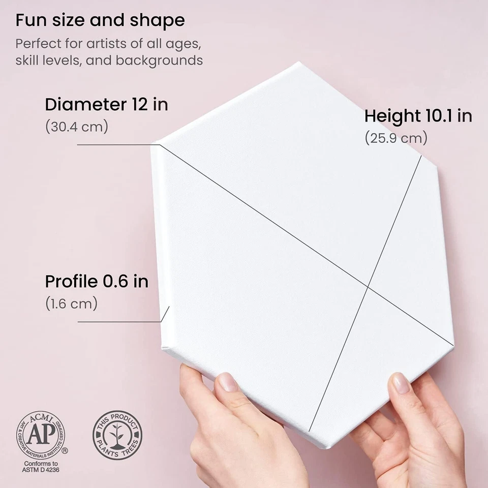 Hexagonal Stretched Canvas, 6 Inch Side, Pack of 9, Blank White Canvas Boards... - Image 4 of 4
