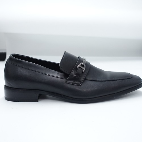 Perry Ellis Stewart Portfolio Men Black Faux Leather Apron Toe Dress Shoes US 10