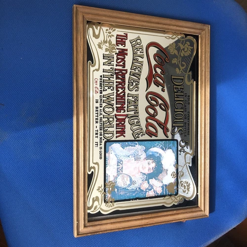 Coca-Cola Vintage Style Framed Mirror 5 Cent "Sold at Drugstores" Custom 13"x10"