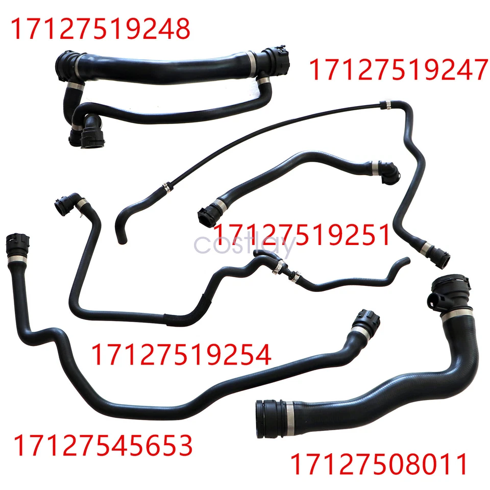 Kit de 6 mangueras de manguera de agua refrigerante radiador BMW 545i 645Ci 2004 2005 Foto 3 de 4