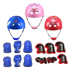 Adjustable Helmet Protective Gear Elbow Knee Wrist Pads for 3-16 kids Youth