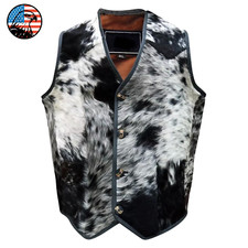 Vintage Genuine Cowhide Hair On Vest Leather Western Waistcoat Cowhide Fur Vest