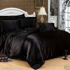 7pc Satin Bedding Sets = Duvet Cover + Fitted Sheet + 4 Pillow cases + Cushion