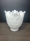 Vintage Imperial Glass Artichoke Satin White Doe Skin Milk Glass Vase 5"