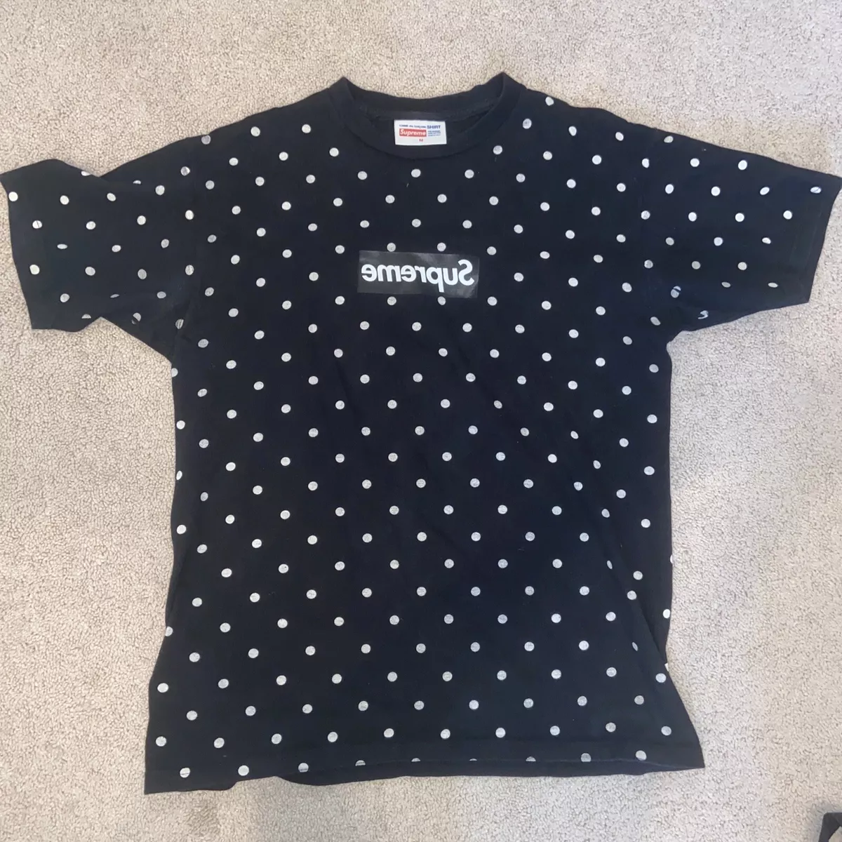 Supreme x comme des garcons CDG Polka Dot box logo T Shirt M Black