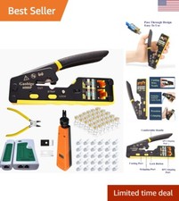 Pass Through RJ45 Crimp Tool Kit - Ethernet Crimper for Cat6A Cat6 Cat5e Cat5