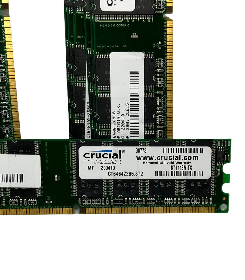 13x Crucial MT8VDDT6464AG-265CB 512MB PC2100 DDR-266MHz CL2.5 184-Pin DIMM As-is - Image 3 of 4