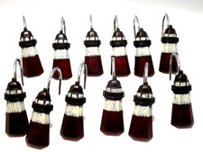 Set of 12 Red Lighthouse Shower Curtain Hooks Decorative