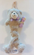 Vintage 1997 McBaby Kids II Plush Tan Musical Bear Crib Pull w/ Purple Bow
