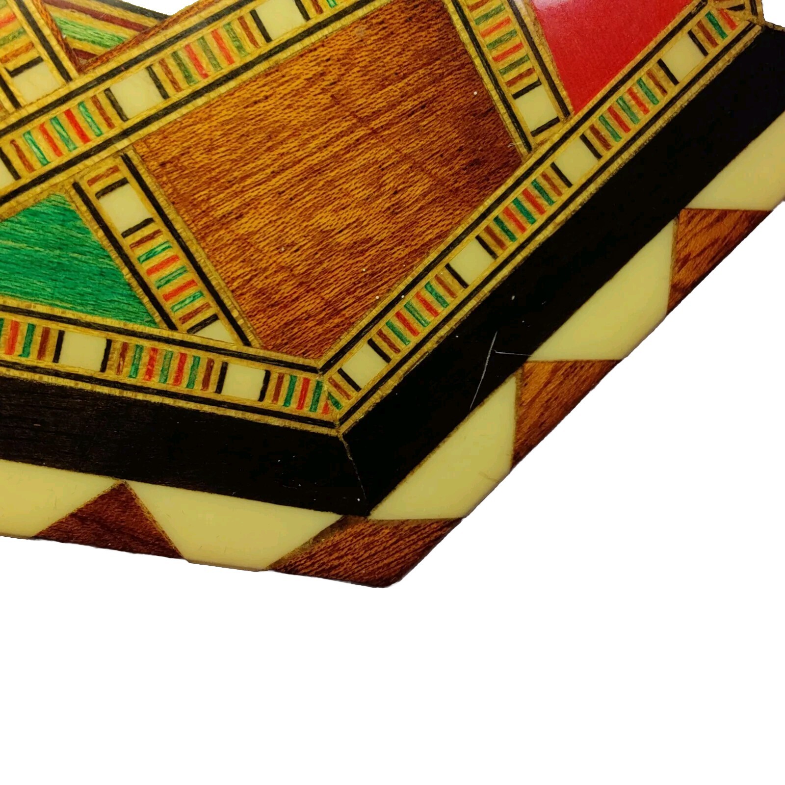 Marquetry Wood Inlay Hinged Boxes 2 Hexagon Made In Spain Rectangle Unmarked 