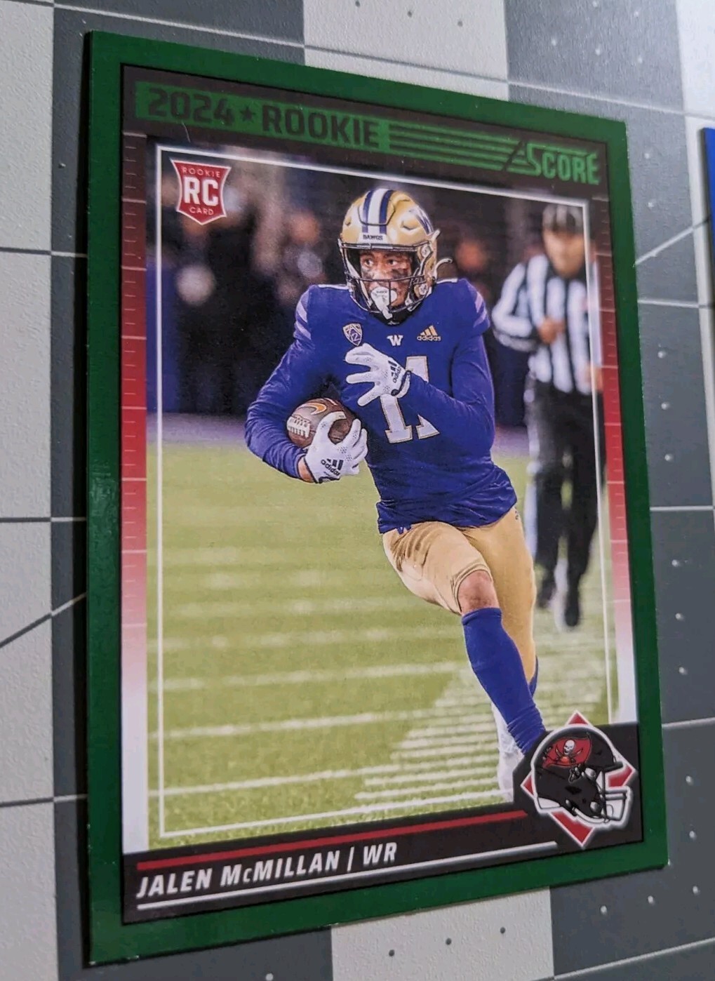 2024 Score #380 Jalen McMillan RC GREEN PARALLEL Buccaneers Rookie Football Card