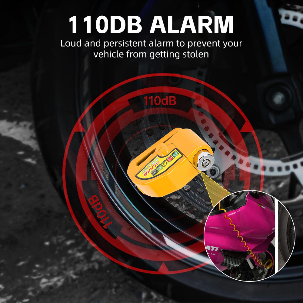 Motorcycle Alarm Disc Lock Motor Bike Brake Security Electric Rotor