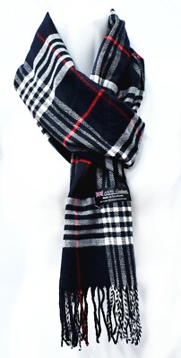 Mens Womens Wool Check Scarf Scotland Made Warm Plaid Wool 100% Cashmere Scarves
