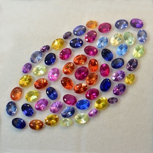 25 Pcs Natural Sapphire Mix Color Oval CERTIFIED Gemstone Lot 7x5 mm - Picture 5 of 5