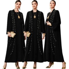 Open Abaya Cardigan Women Muslim Long Maxi Dress Turkey Islamic Kaftan Dubai nEW