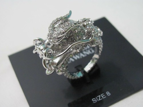 NEW SIMPLY VERA VERA WANG SILVER TONE DRAGON RING ~ SIZE 8 - Picture 4 of 5