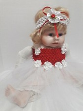 Red White Hand Made Tutu Headband Infant Size 3-6 Months