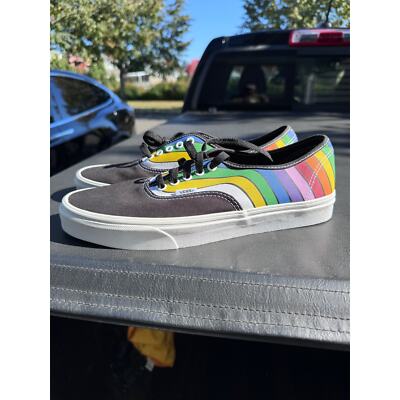NEW Vans Skateboard Shoes Sneakers Low Top Refract Rainbow Black Mens Size 11.5