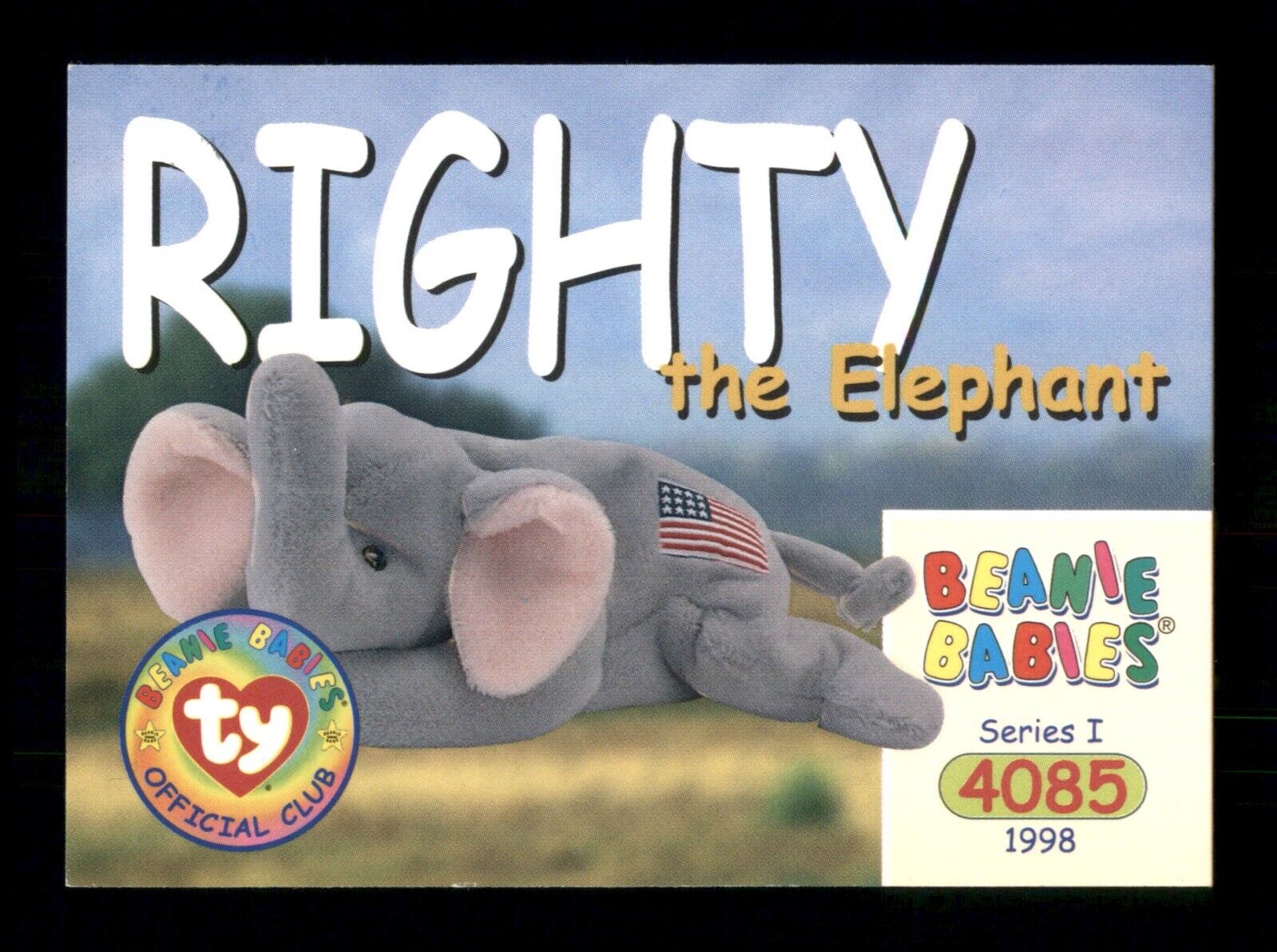 4085 Ty Beanie Baby Righty The Elephant 109 1998 Series 1 Trading Card TCG CCG