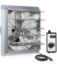 24 Inch Shutter Exhaust Fan, Vent Fan with Power Cord Wall-Mount, High Speed