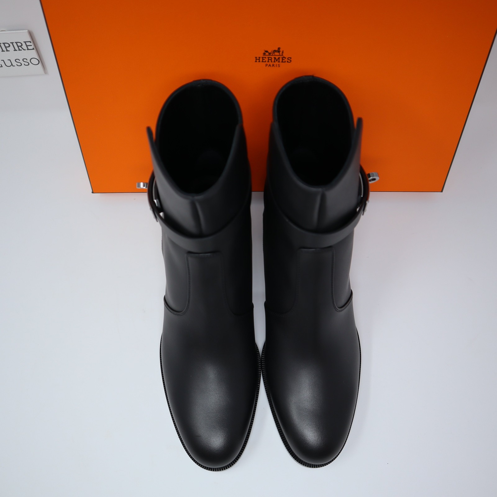 $2475 37.5 NEW HERMES BOOT Frenchie 50 ankle boot Kelly Buckle Black Classic image 9