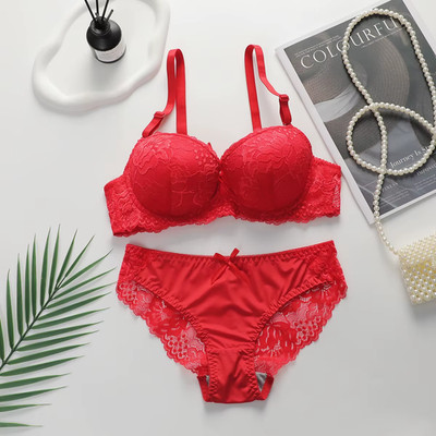 2-teiliges sexy mehrfarbiges Dessous Set für Damen Raffung Push up Unterwäsche fo