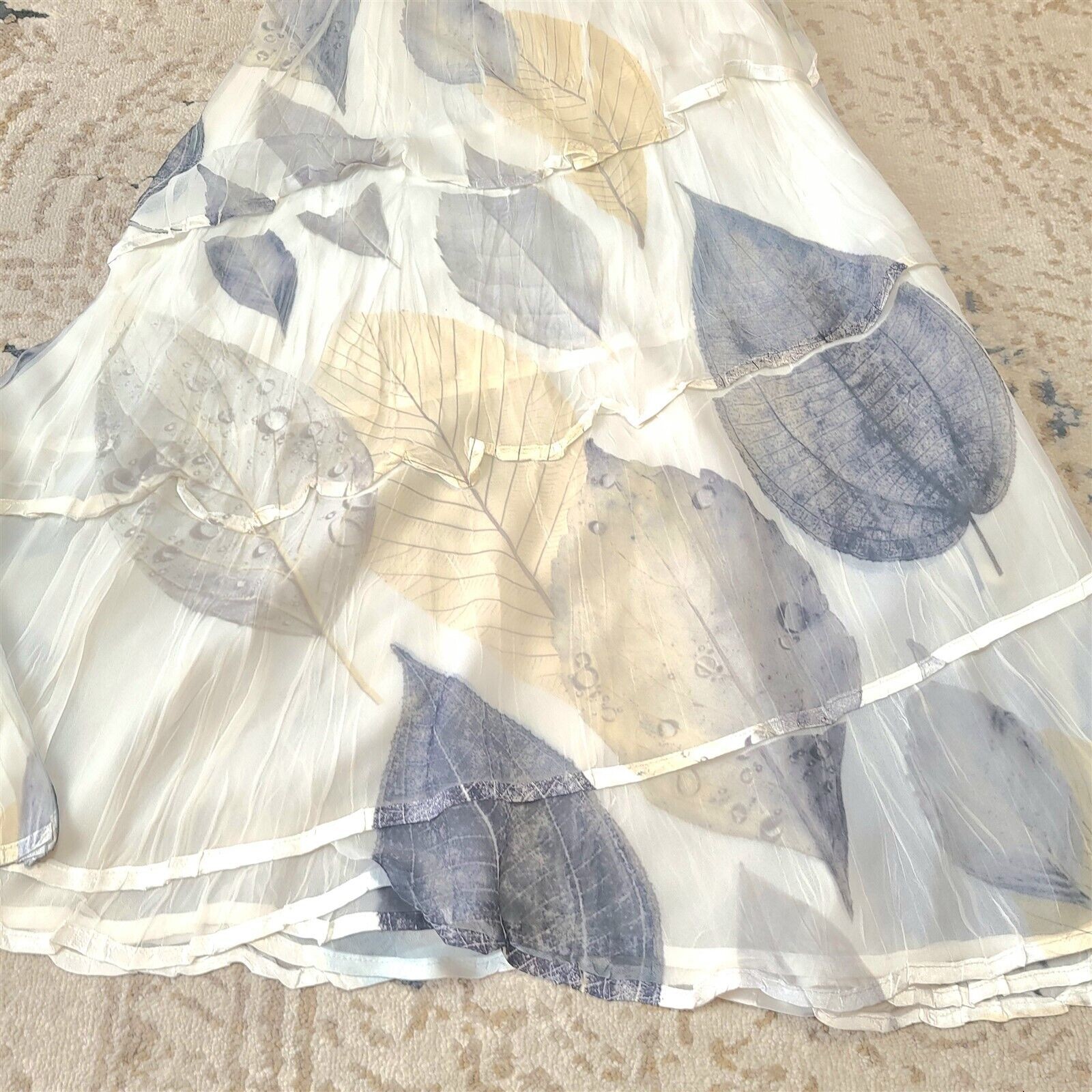 Komarov Sheer Lined Leaf Pattern Tiered Dress Wom… - image 5