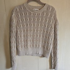 DKNY Women's 100 Cotton Cable Knit Crop Sweater Large