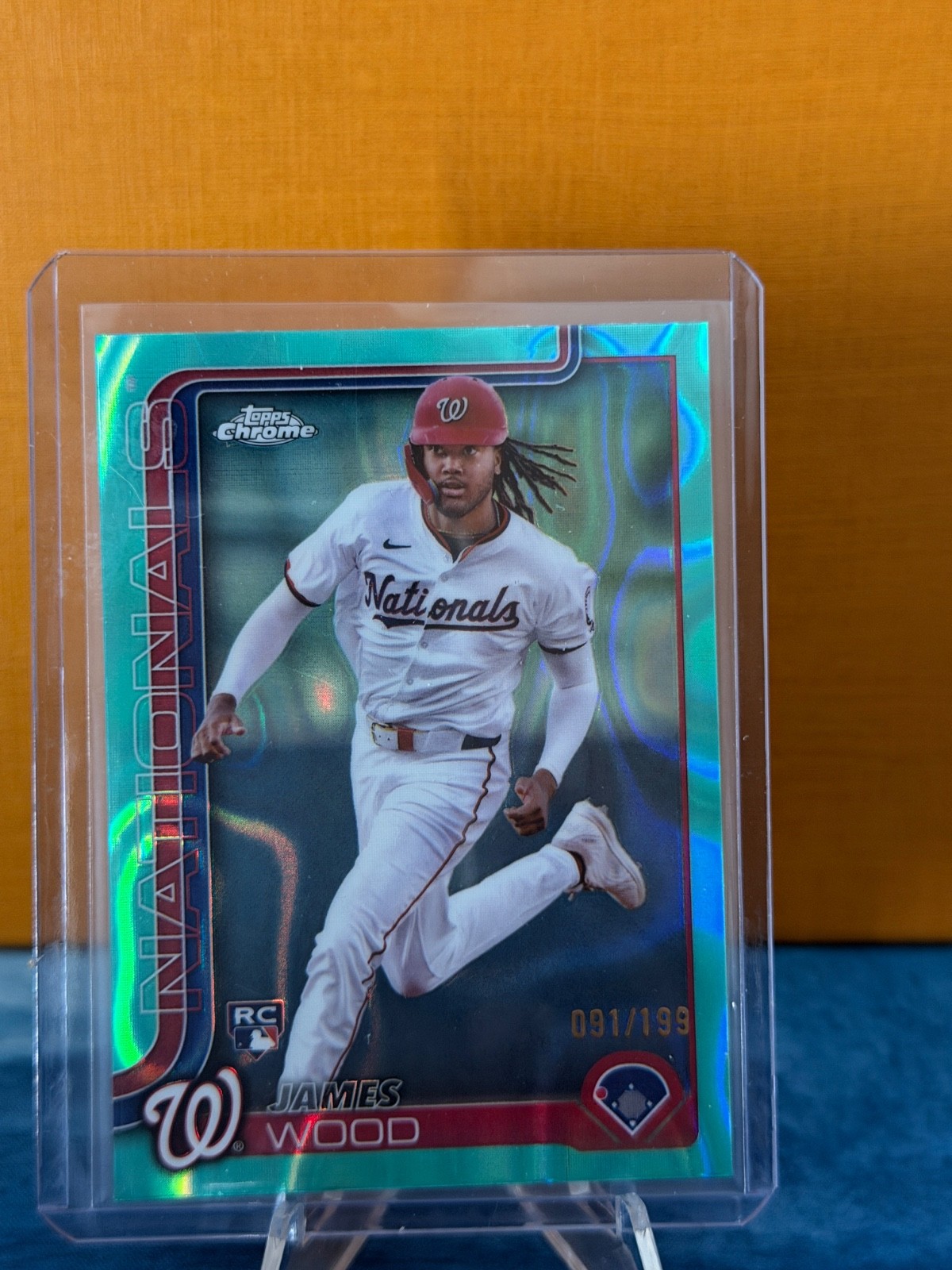 2025 Topps Chrome - James Wood #132 Aqua Lava Refractor /199 (RC)