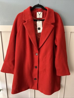 Violeta by Mango Women s Red Coat Eur XXL New with Tags Never Worn Pockets Lined