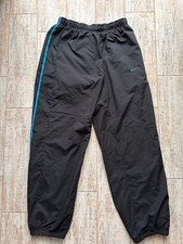 Vintage Nike Track Pants Medium Black Teal Blue Mesh Lined Windbreaker Swish Y2K