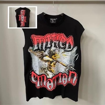 Men's Pulover Negro T-Shirt Size S Con Detalles De Brillo Y En Color Rojo
