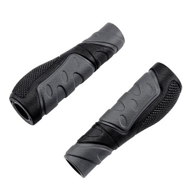 FAHRRADGRIFF OPTIMIZ GUMMI RUBBER ERGONOMISCH SCHWARZ/GRAU MIT KAPPE 128 MM