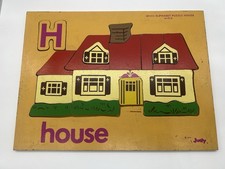 Vintage Wooden Alphabet Puzzle  House  Judy 1974