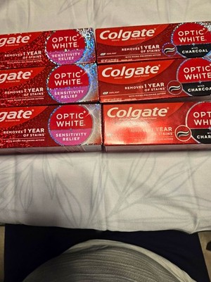 Colgate Optic White Charcoal Cool Mint Fluoride Toothpaste 3.8 oz Enamel Safe