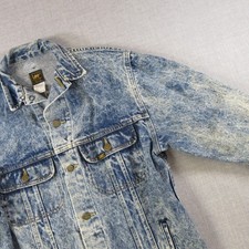 Lee Denim Jacket Vintage Mens XL Fits M/L USA Made Acid Wash Trucker 90s