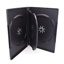 25 Pack Maxtek Standard 14mm Black Quad 4 Disc DVD Cases with Double