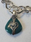 CAROLYN POLLACK solid STERLING 925 SCROLL NECKLACE / Green Chrysoprase pendant. — photo 10