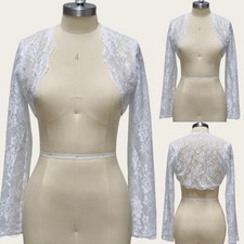 Long Sleeves Lace Wedding Jacket Bolero White Ivory Bridal Jackets for Bride