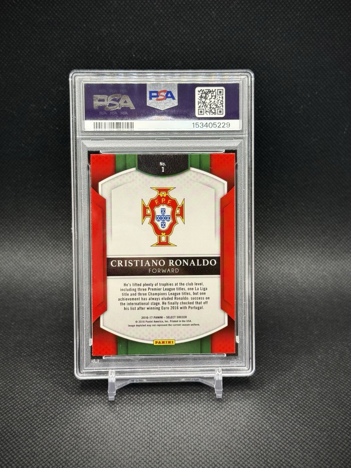 Cristiano Ronaldo 2016 Panini Select Multi-color Prizm SP PSA 9 Mint Portugal view 3