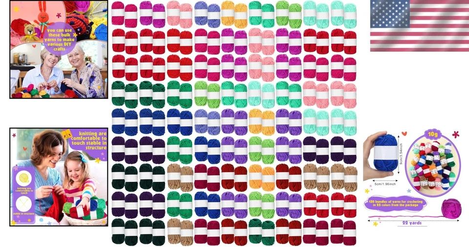 Durable 3300 Yards Acrylic Yarn Collection - Perfect for Beginners & Experts - Image 2 of 4