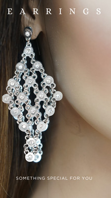 Vintage Clear Rhinestone Chandelier Silver-tone Drop Dangle Earrings