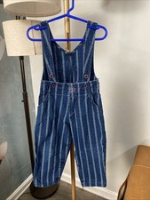 Vintage Carter s Stripes Overall Girls Denim Size 24 Months W/snaps On Da Bottom