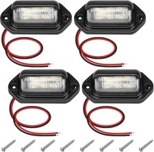 4 PCS White LED License Plate Light, 6-SMD Waterproof Tag Lights, 12V-24V DC Lam
