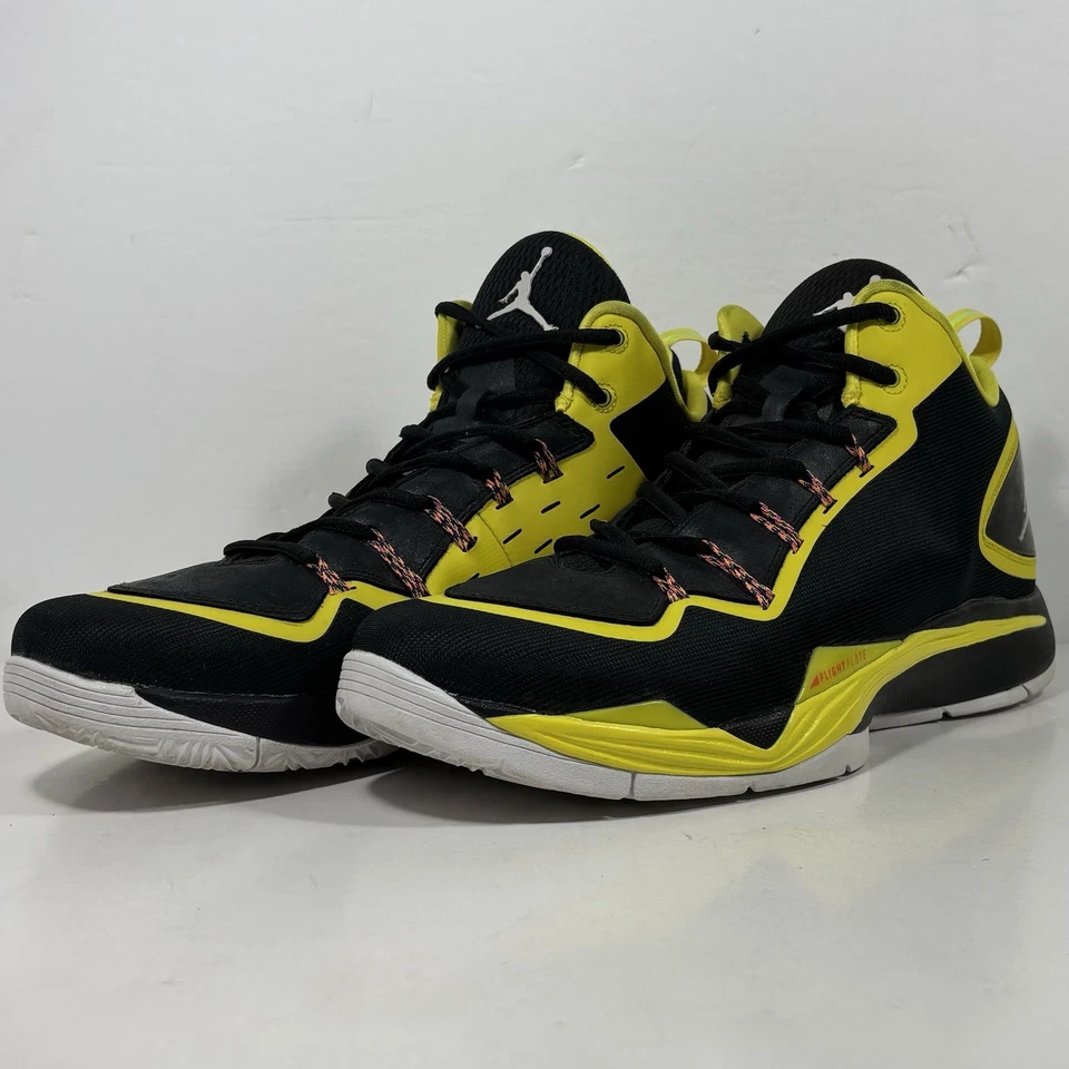 Nike Air Jordan Super.Fly 2 PO Talla 12 Negro, Amarillo Vibrante 645058-070 Foto 4 de 4