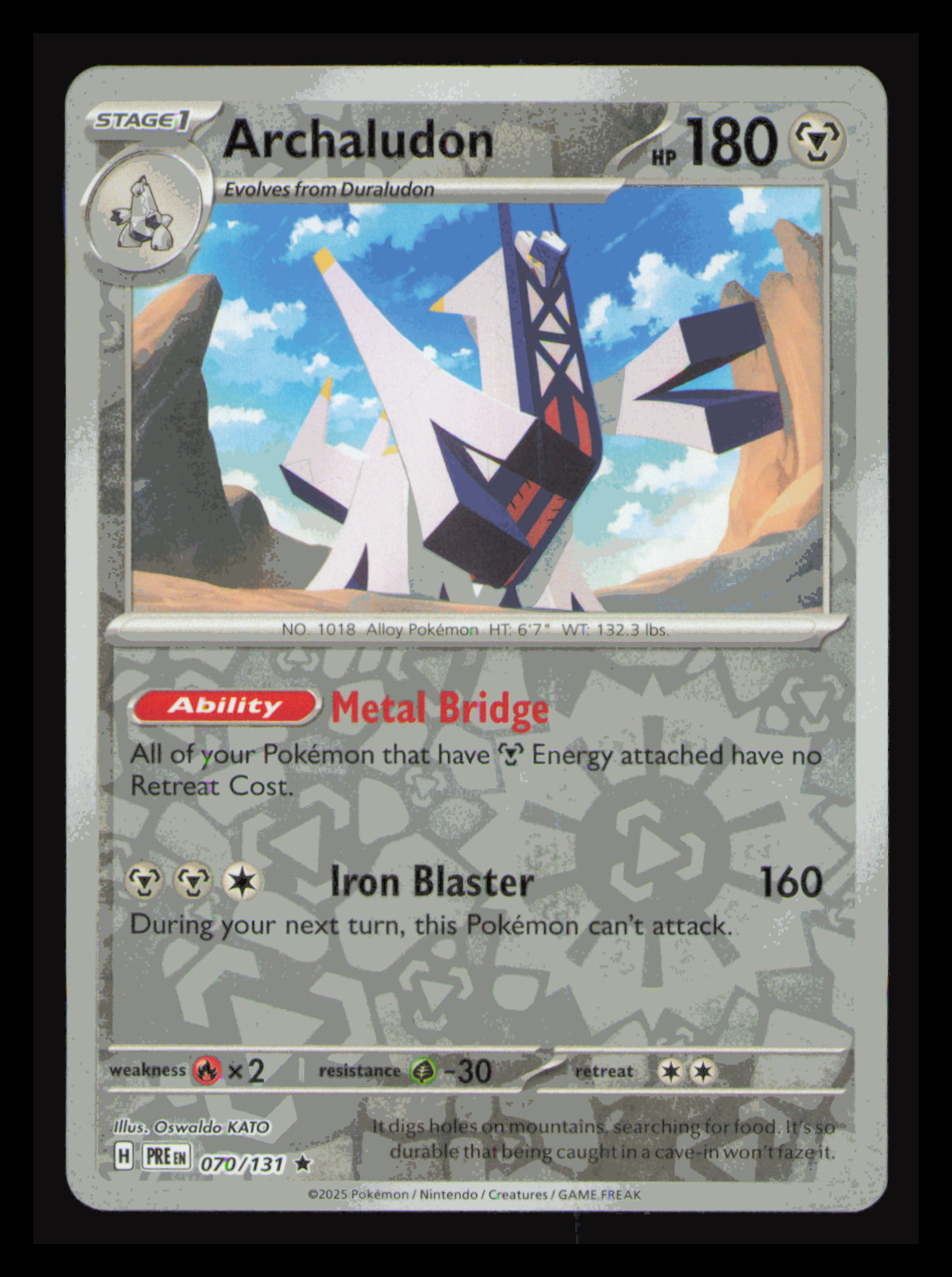 Archaludon #070/131 Holo Pokemon Card SV: Prismatic Evolutions NM