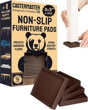 Non-Slip Rubber Furniture Pads - 3 in X 3 in Set of 4 Brown - Floor Protectors f